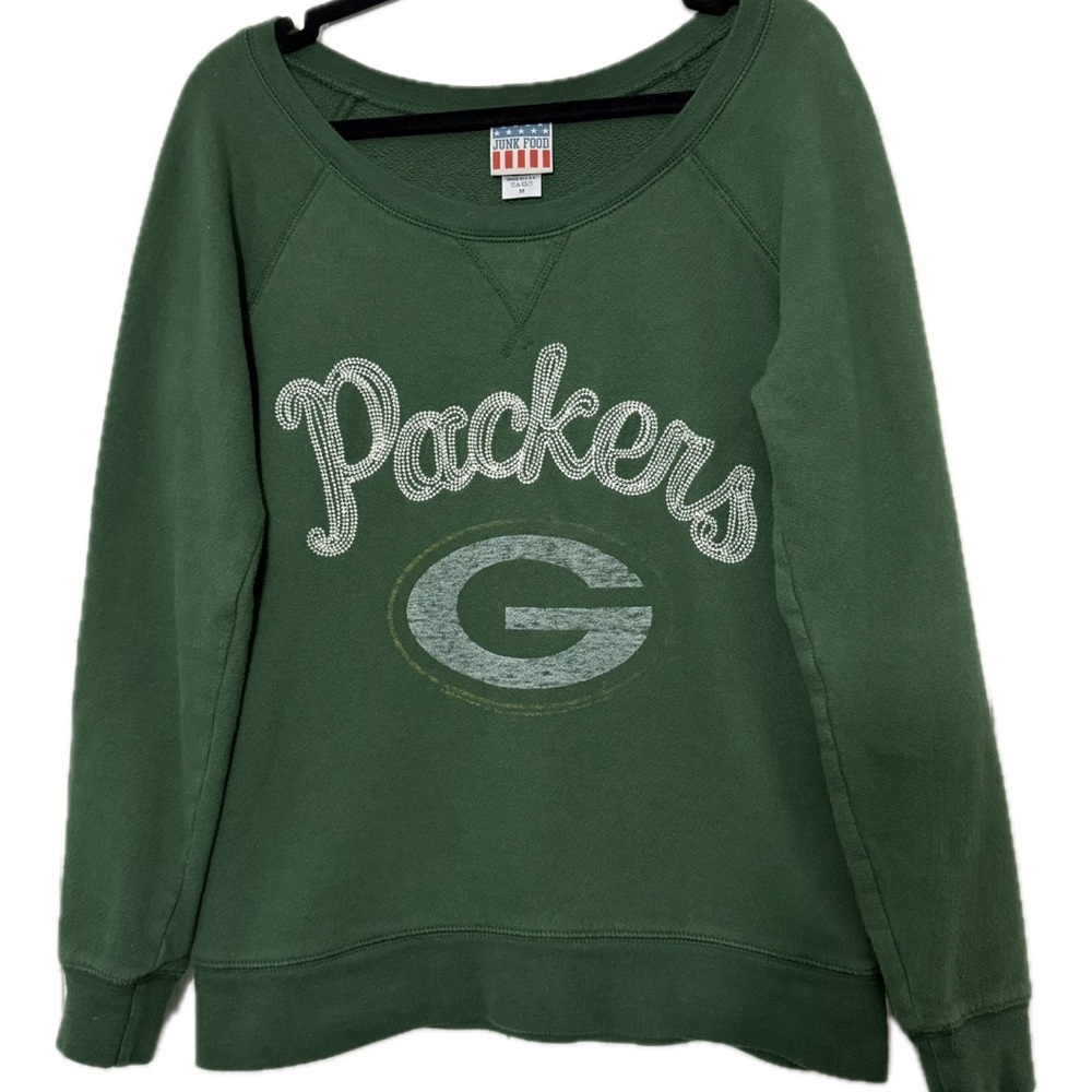 Green Bay Packers NFL Women’s Medium Pullover sweatshirt Made In USA Junk Food